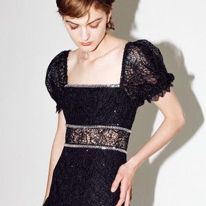 Self-Portrait Sequin Circle Lace Midi Dress in back Size US4